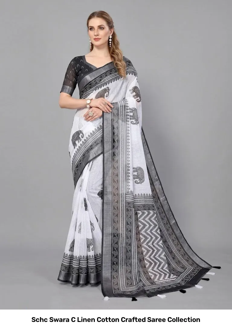 Schc Swara C Linen Cotton Crafted Saree Collection - Image 2