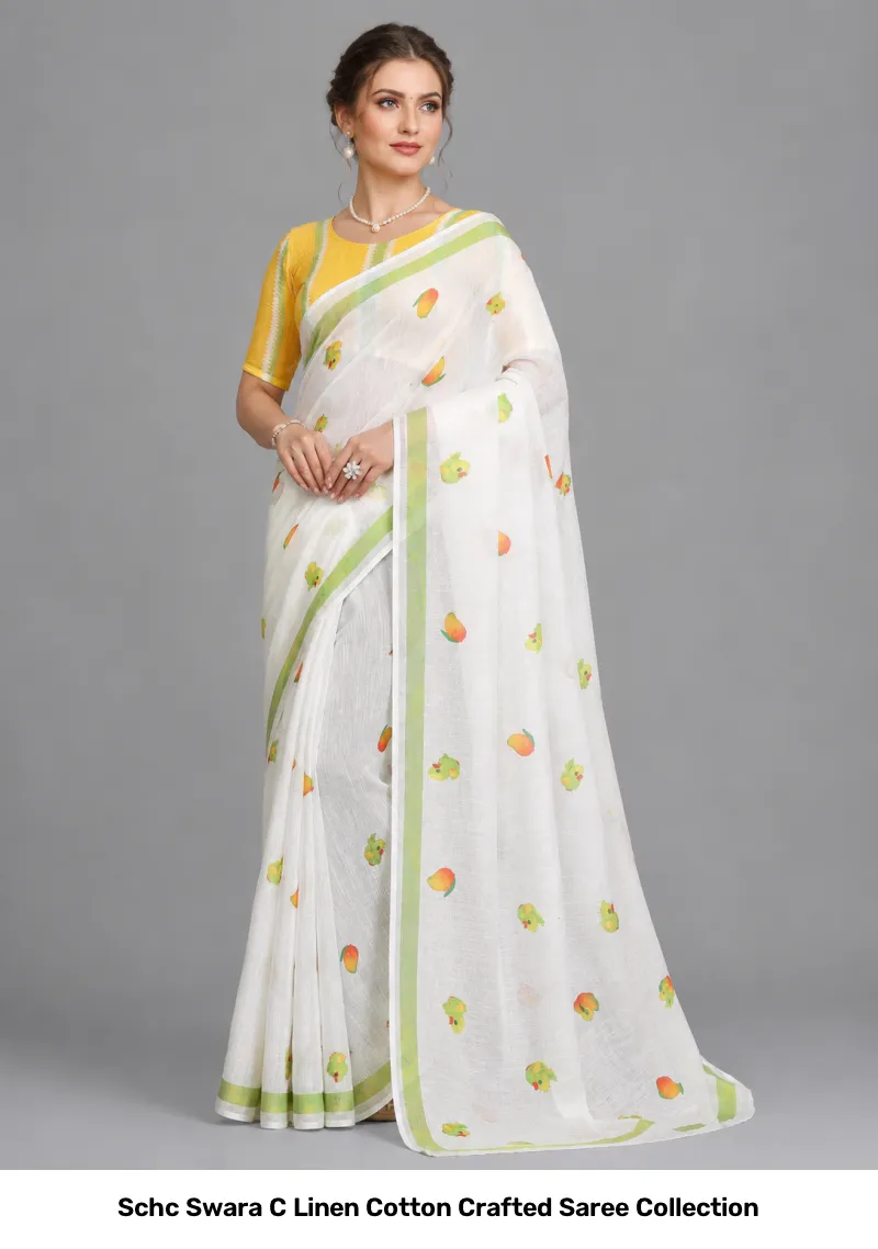 Schc Swara C Linen Cotton Crafted Saree Collection - Image 4