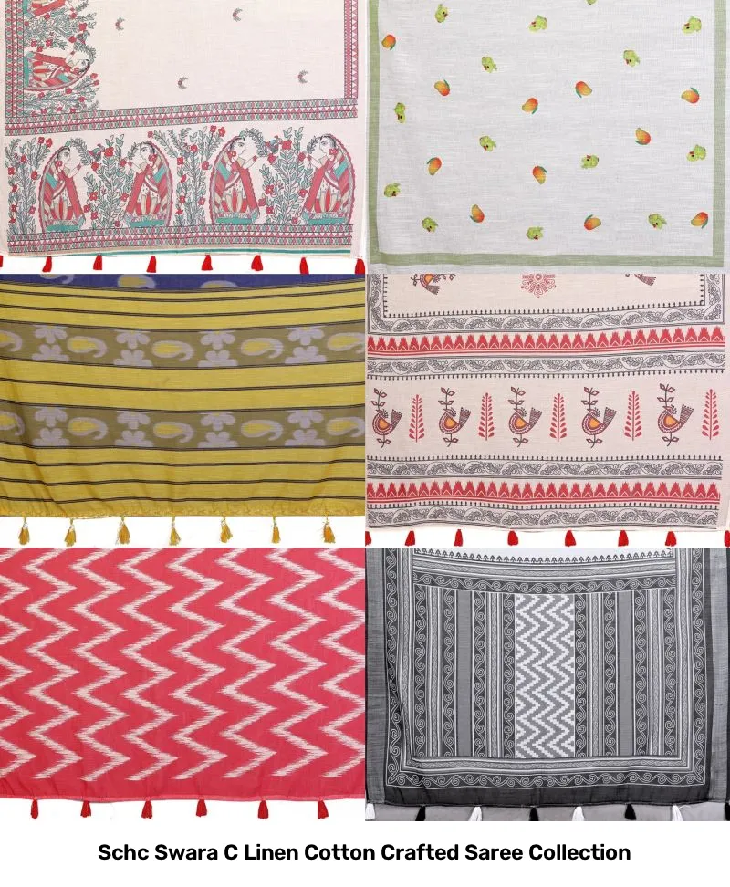Schc Swara C Linen Cotton Crafted Saree Collection - Image 5