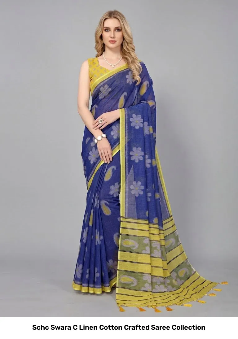 Schc Swara C Linen Cotton Crafted Saree Collection - Image 7