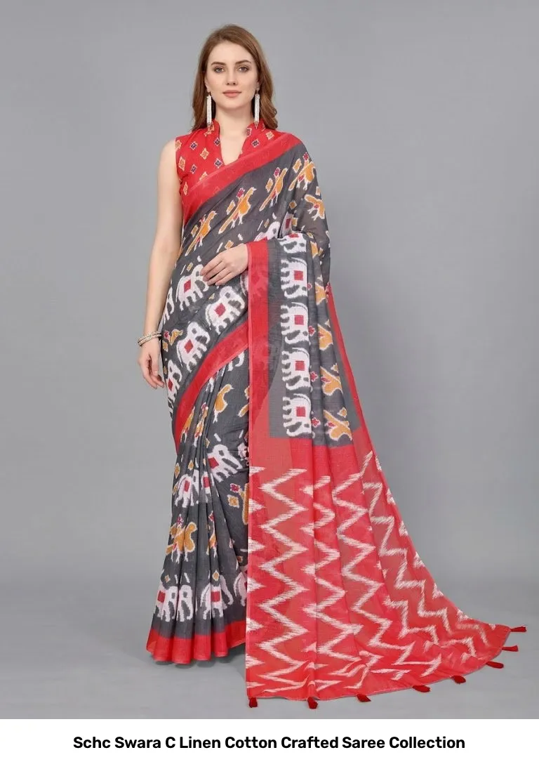 Schc Swara C Linen Cotton Crafted Saree Collection - Image 8