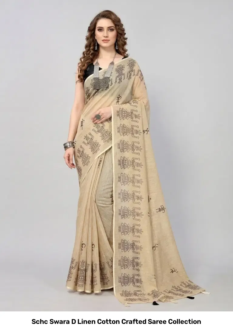 Schc Swara D Linen Cotton Crafted Saree Collection - Image 3