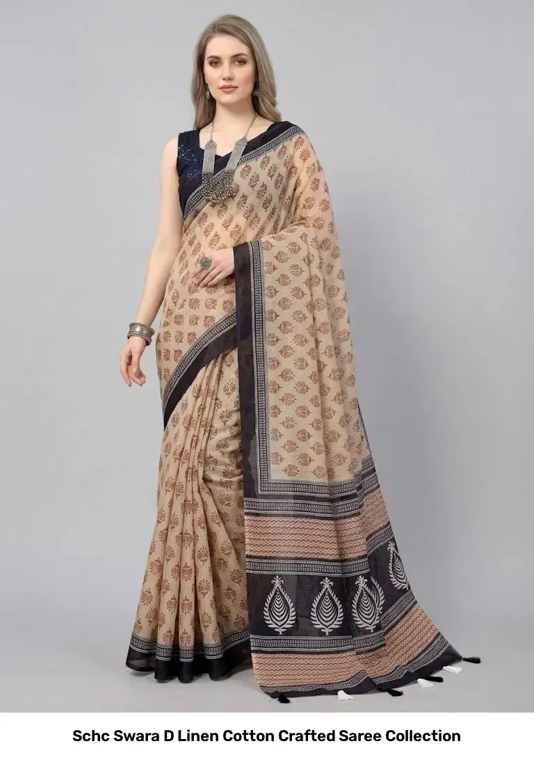 Schc Swara D Linen Cotton Crafted Saree Collection - Image 5