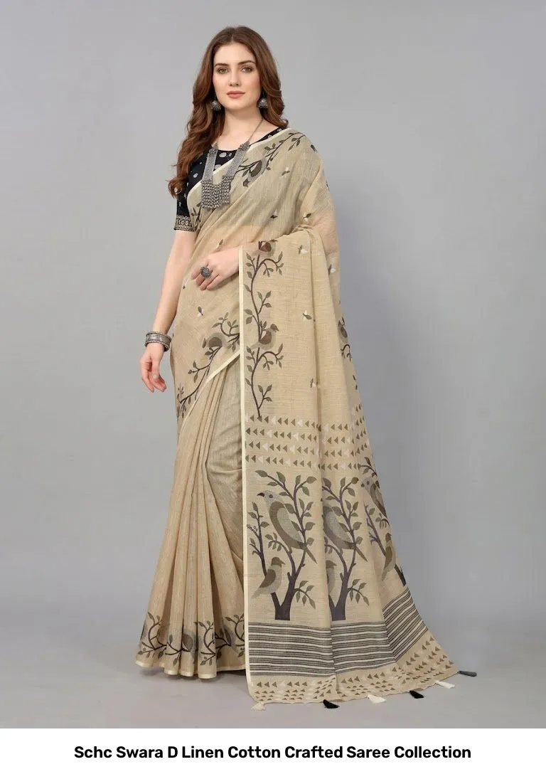 Schc Swara D Linen Cotton Crafted Saree Collection - Image 8