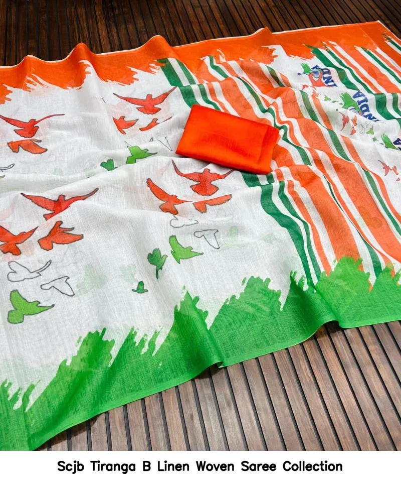 Scjb Tiranga B Linen Woven Saree Collection