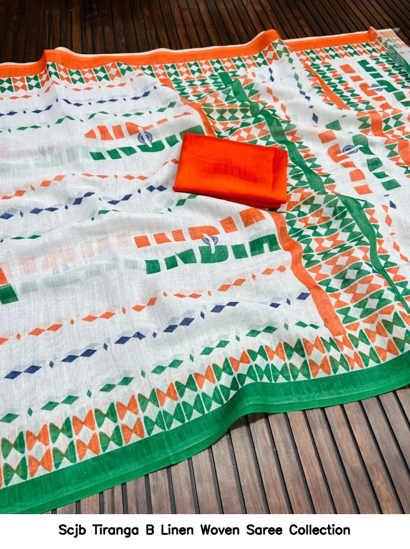 Scjb Tiranga B Linen Woven Saree Collection - Image 2