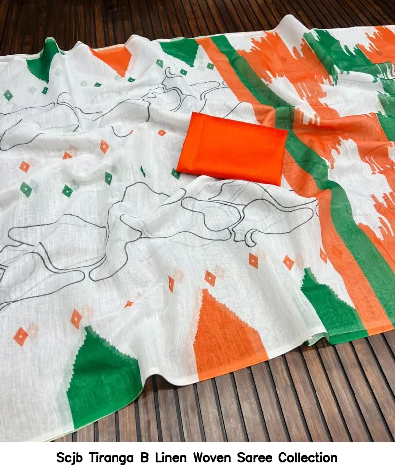 Scjb Tiranga B Linen Woven Saree Collection - Image 3
