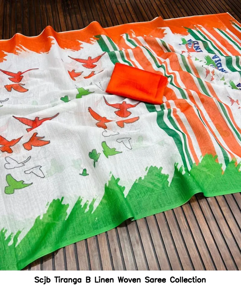 Scjb Tiranga B Linen Woven Saree Collection - Image 4