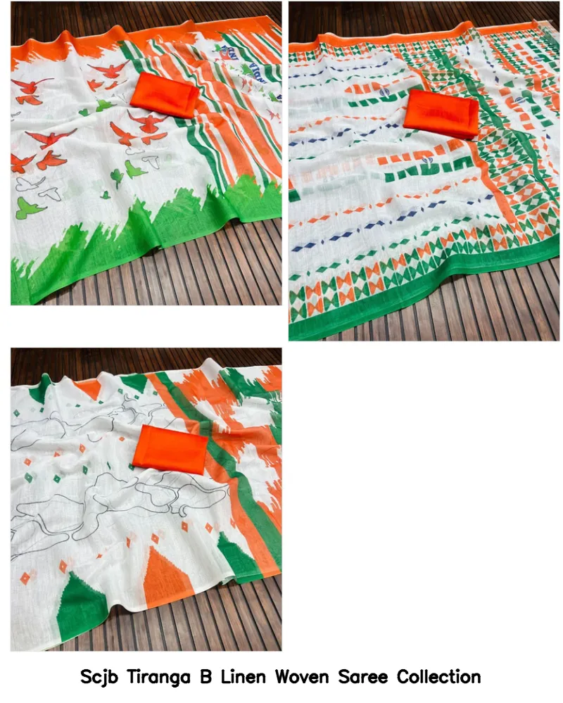 Scjb Tiranga B Linen Woven Saree Collection - Image 5