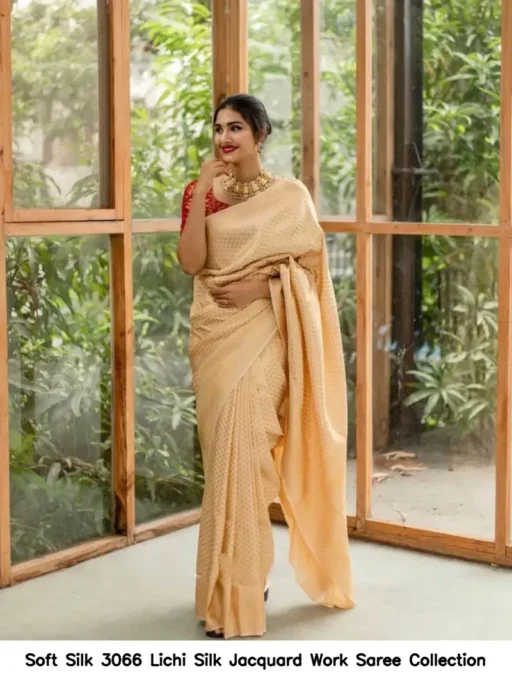 Soft Silk 3066 Lichi Silk Jacquard Work Saree Collection
