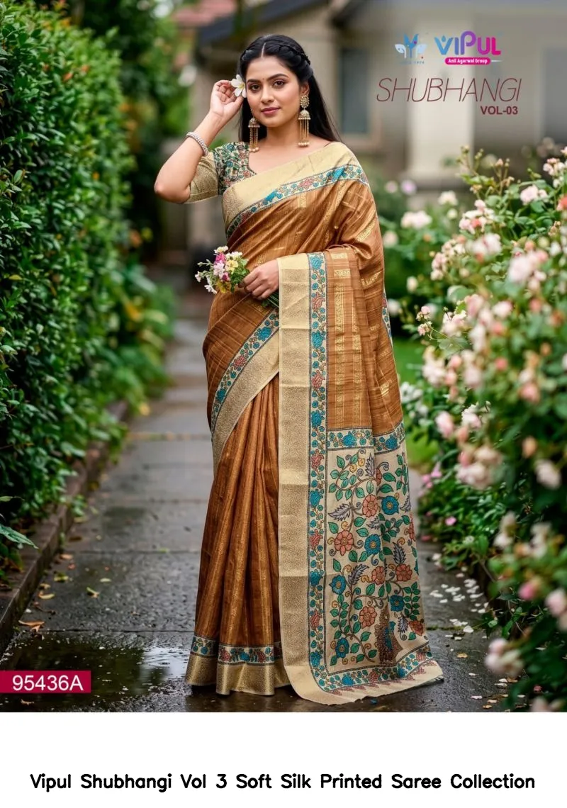Vipul Shubhangi Vol 3 Soft Silk Printed Saree Collection - Image 3