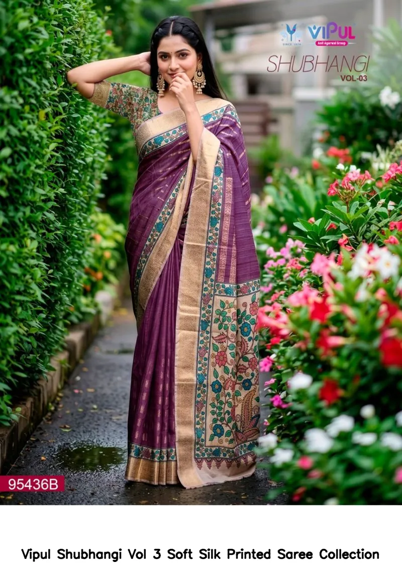 Vipul Shubhangi Vol 3 Soft Silk Printed Saree Collection - Image 5