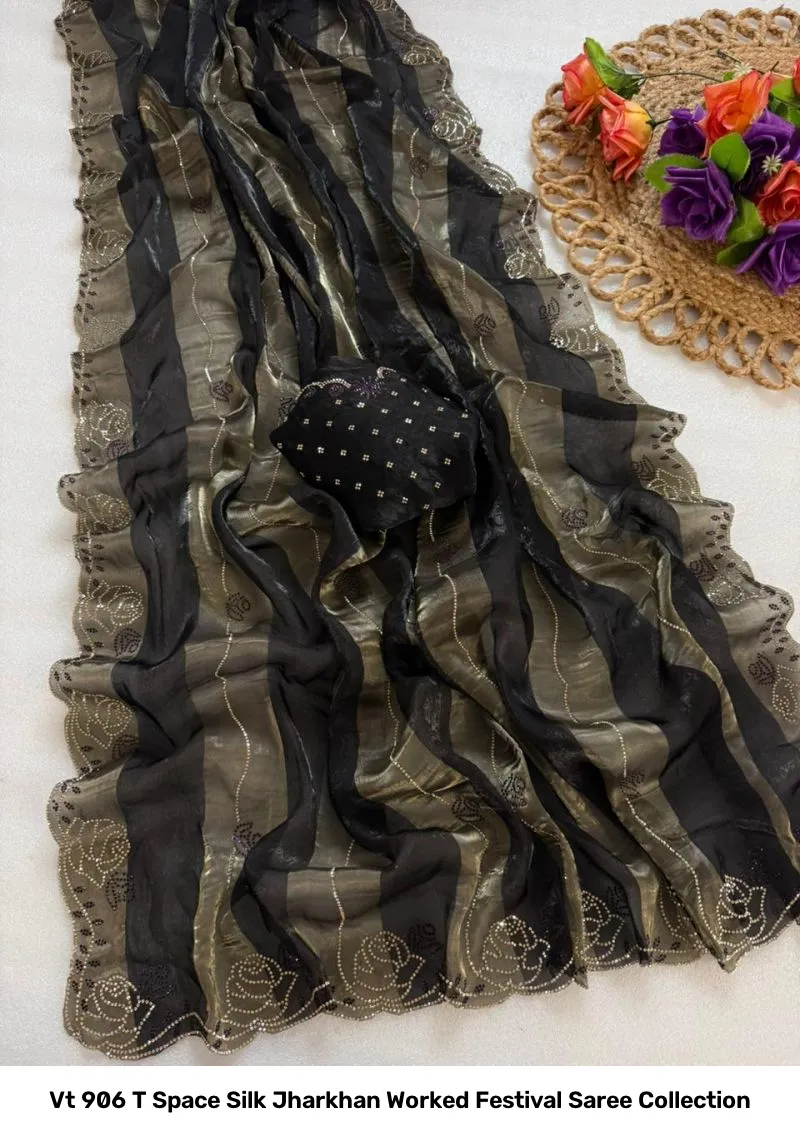 Vt 906 T Space Silk Jharkhan Worked Festival Saree Collection - Image 6