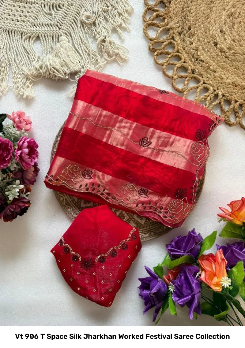 Vt 906 T Space Silk Jharkhan Worked Festival Saree Collection - Image 9