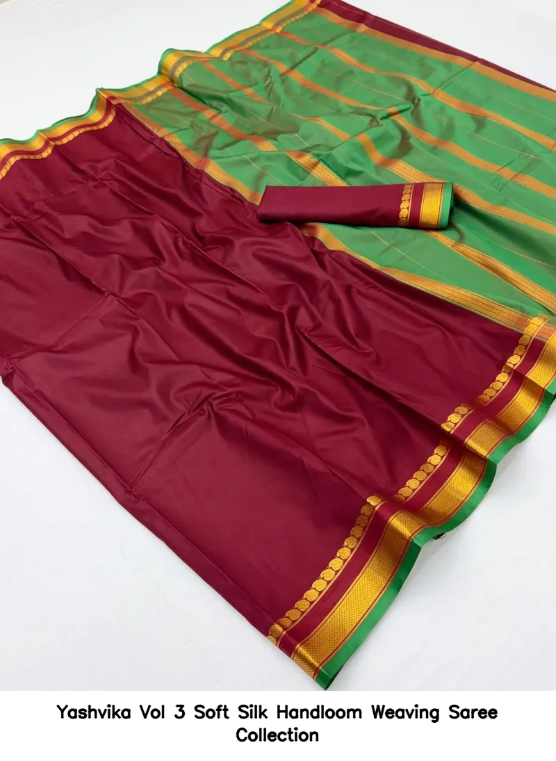 Yashvika Vol 3 Soft Silk Handloom Weaving Saree Collection - Image 10