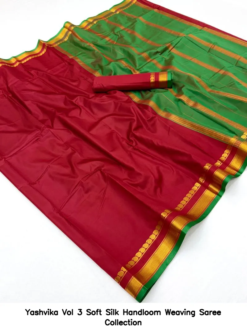 Yashvika Vol 3 Soft Silk Handloom Weaving Saree Collection - Image 13