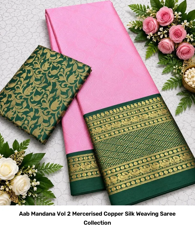 Aab Mandana Vol 2 Mercerised Copper Silk Weaving Saree Collection - Image 10