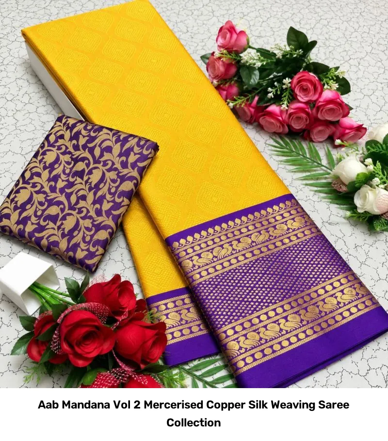 Aab Mandana Vol 2 Mercerised Copper Silk Weaving Saree Collection - Image 11