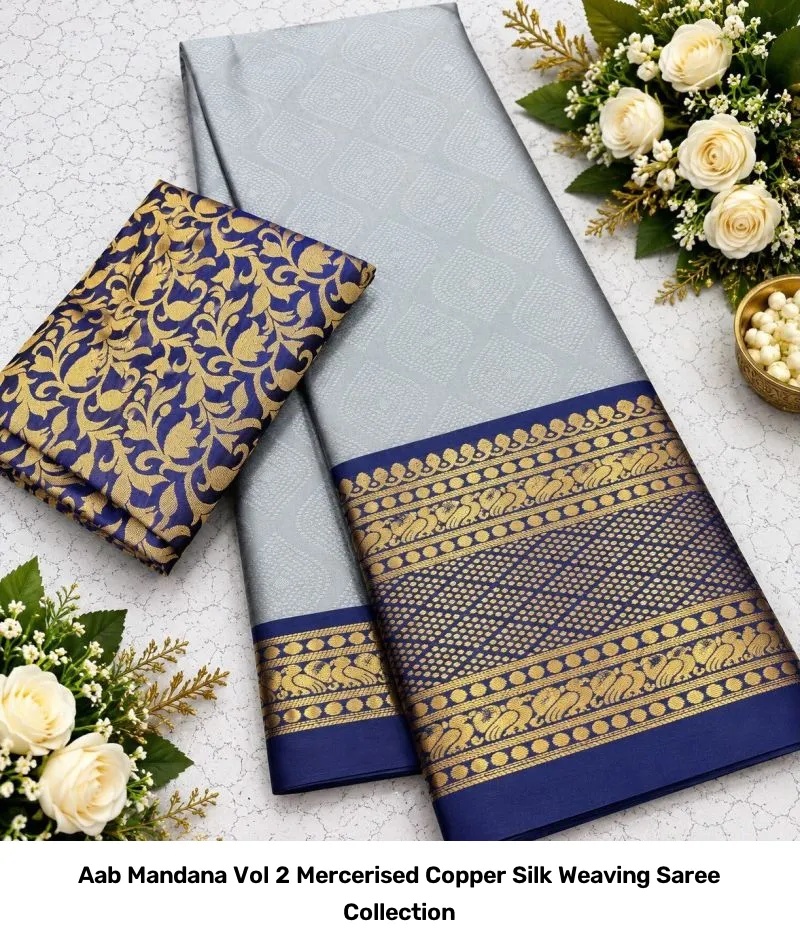 Aab Mandana Vol 2 Mercerised Copper Silk Weaving Saree Collection - Image 12