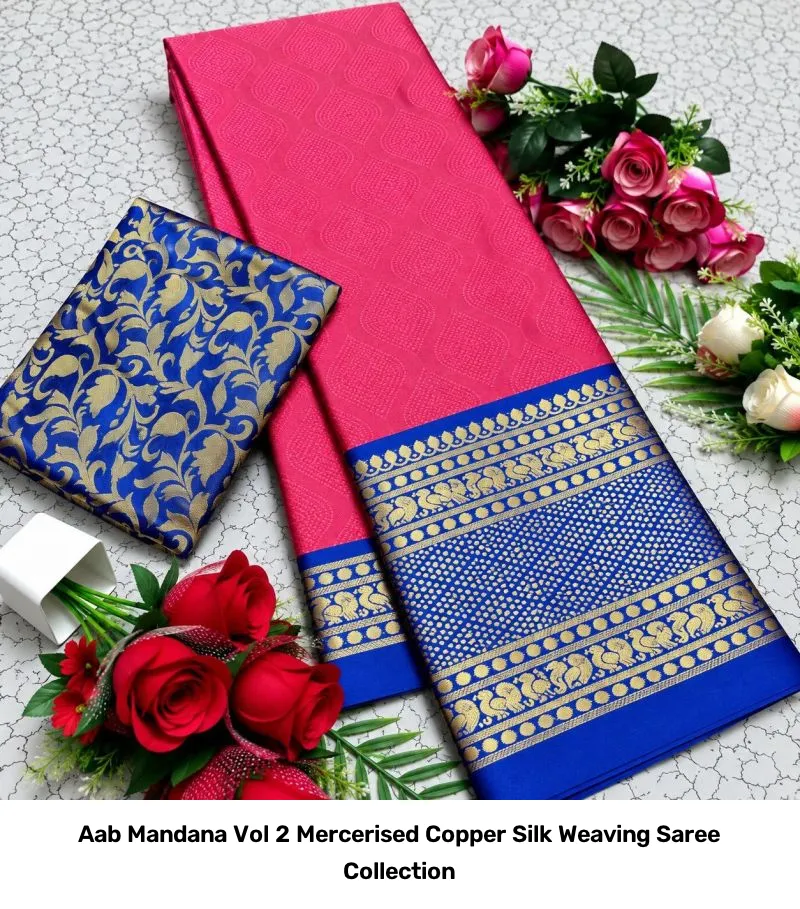 Aab Mandana Vol 2 Mercerised Copper Silk Weaving Saree Collection - Image 13