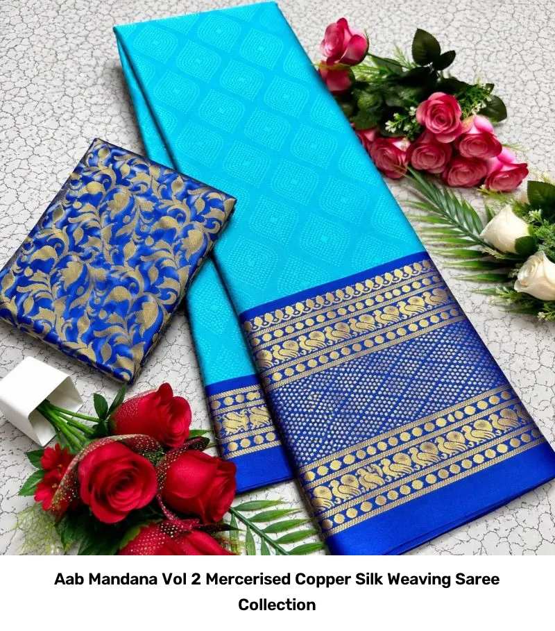 Aab Mandana Vol 2 Mercerised Copper Silk Weaving Saree Collection - Image 14