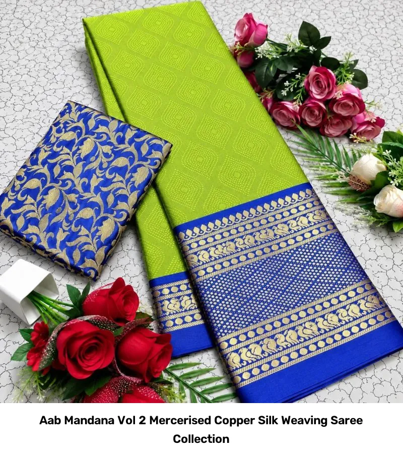 Aab Mandana Vol 2 Mercerised Copper Silk Weaving Saree Collection - Image 3