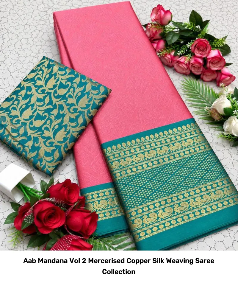 Aab Mandana Vol 2 Mercerised Copper Silk Weaving Saree Collection - Image 6