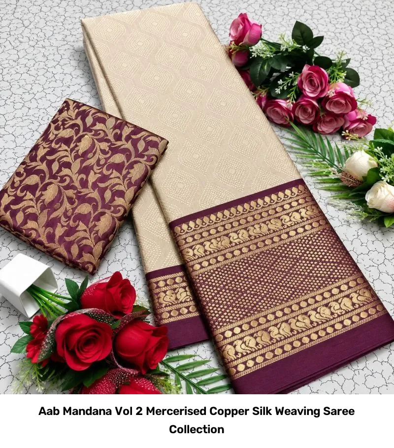 Aab Mandana Vol 2 Mercerised Copper Silk Weaving Saree Collection - Image 7