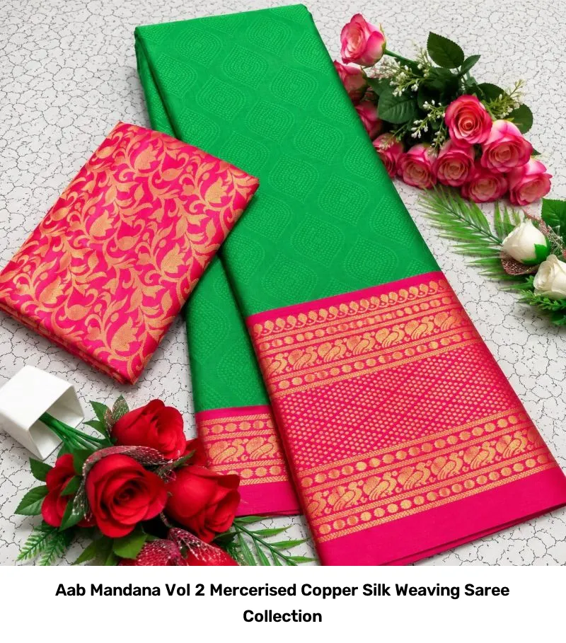Aab Mandana Vol 2 Mercerised Copper Silk Weaving Saree Collection - Image 8