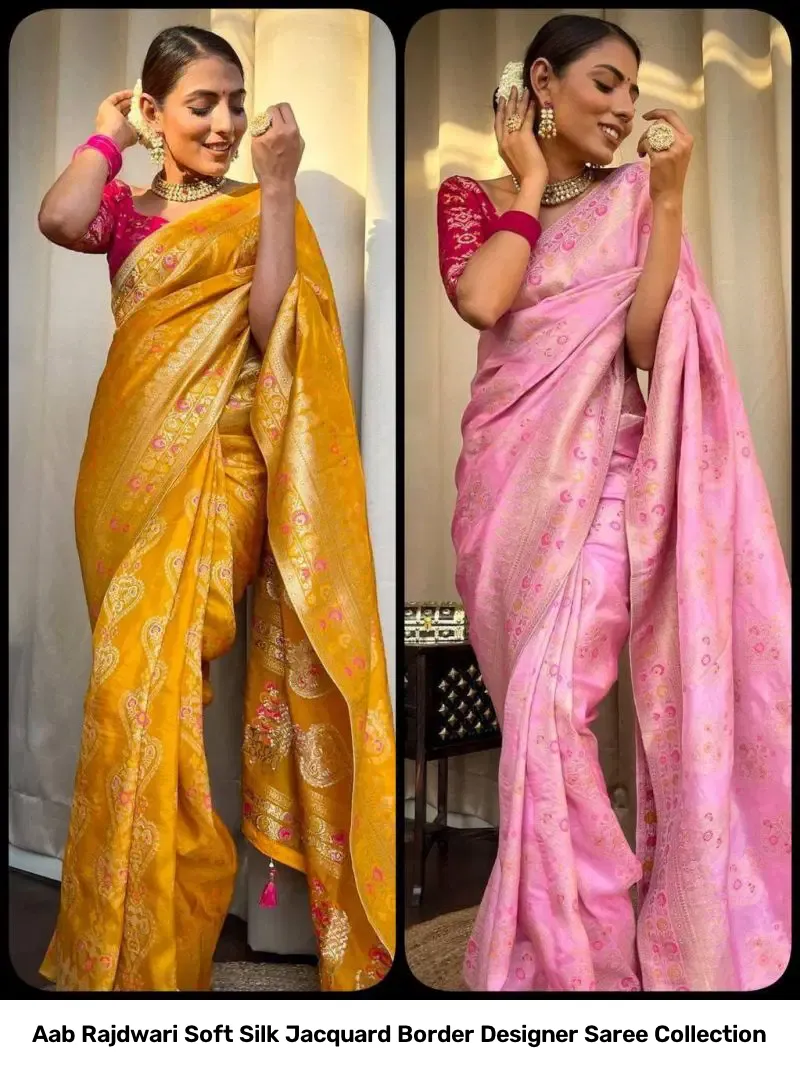 Aab Rajdwari Soft Silk Jacquard Border Designer Saree Collection - Image 5