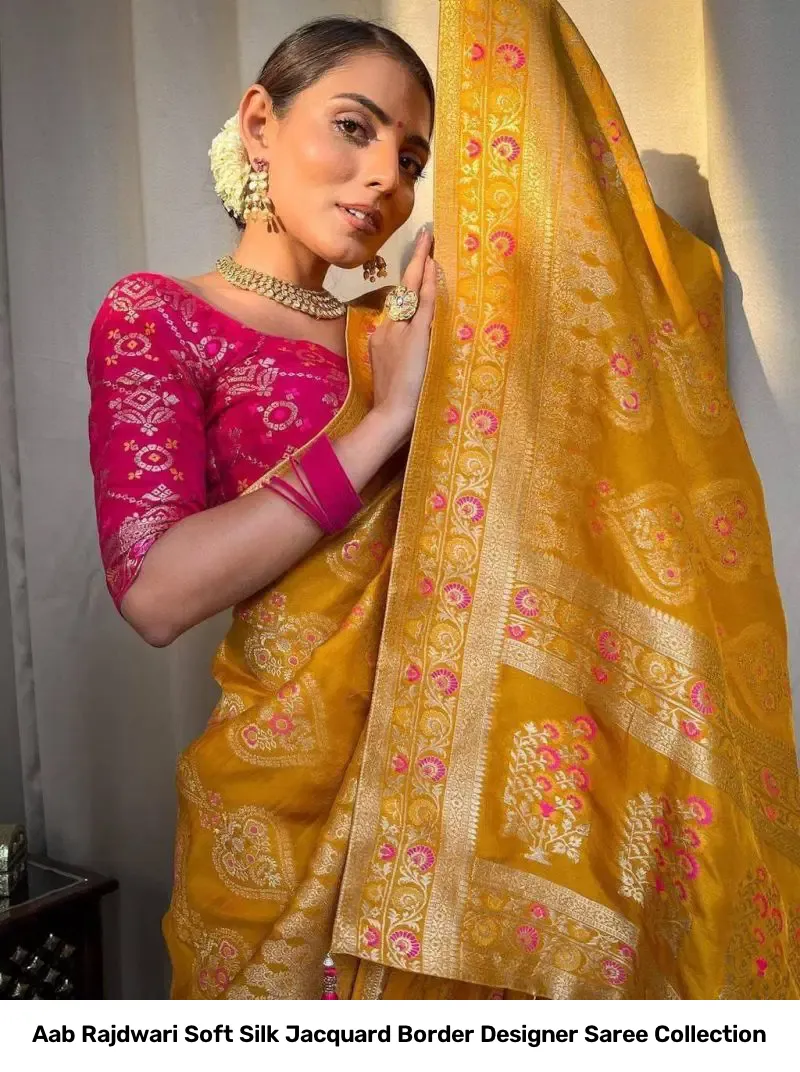 Aab Rajdwari Soft Silk Jacquard Border Designer Saree Collection - Image 6