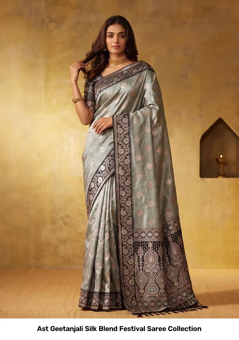 Ast Geetanjali Silk Blend Festival Saree Collection - Image 7