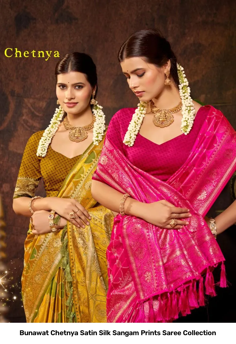 Bunawat Chetnya Satin Silk Sangam Prints Saree Collection