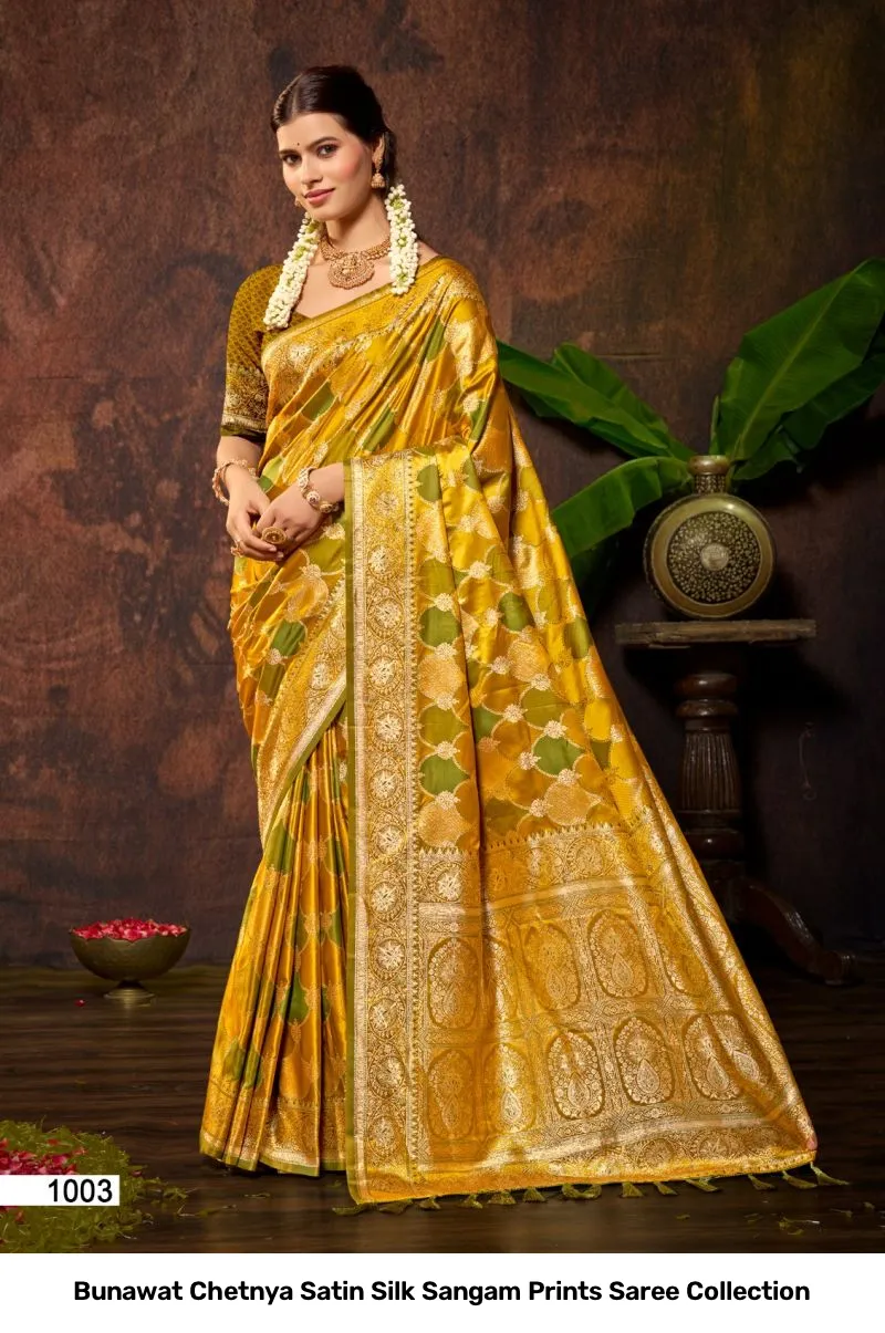 Bunawat Chetnya Satin Silk Sangam Prints Saree Collection - Image 3