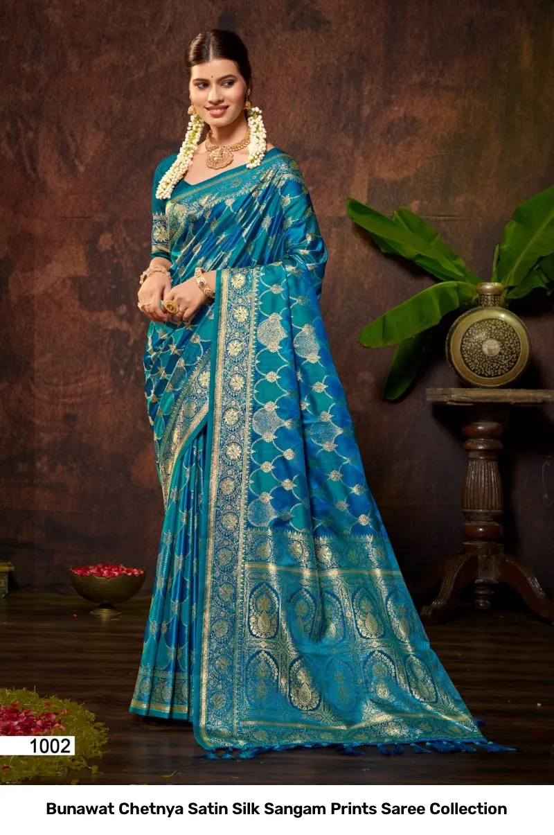 Bunawat Chetnya Satin Silk Sangam Prints Saree Collection - Image 4