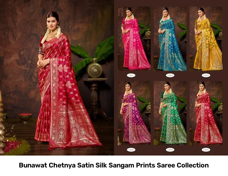 Bunawat Chetnya Satin Silk Sangam Prints Saree Collection - Image 5
