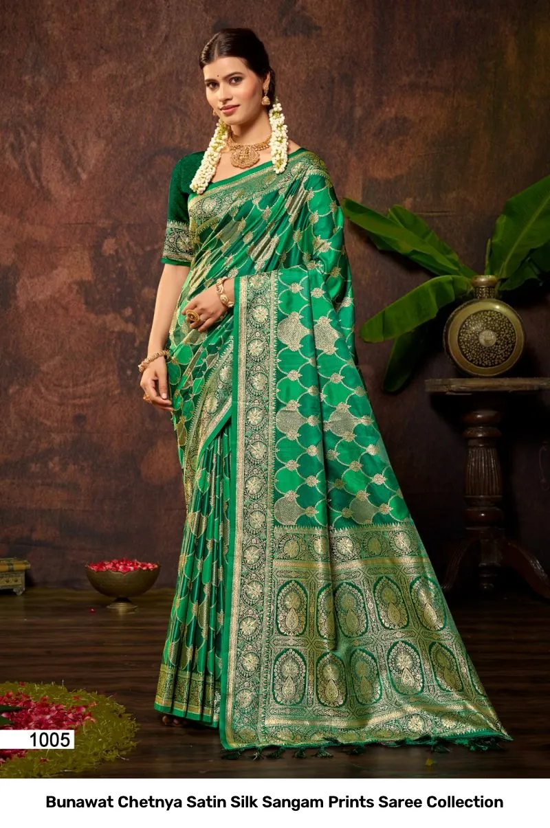 Bunawat Chetnya Satin Silk Sangam Prints Saree Collection - Image 6