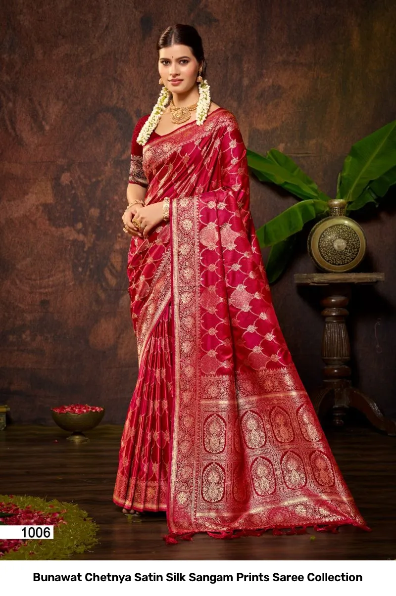 Bunawat Chetnya Satin Silk Sangam Prints Saree Collection - Image 7