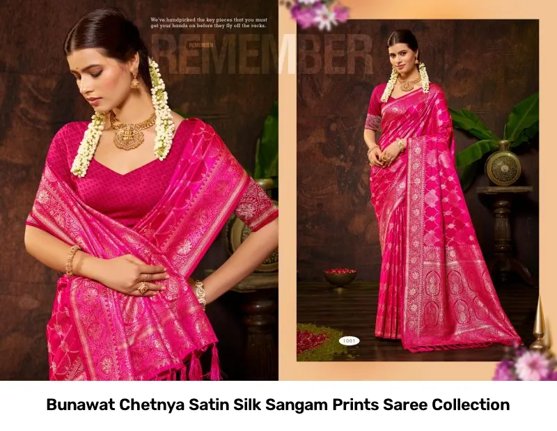 Bunawat Chetnya Satin Silk Sangam Prints Saree Collection - Image 8