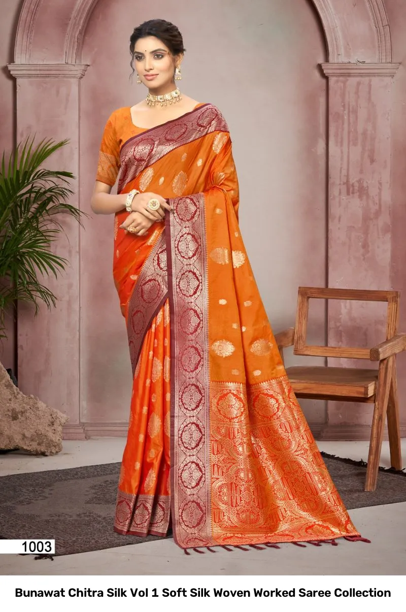 Bunawat Chitra Silk Vol 1 Soft Silk Woven Worked Saree Collection - Image 2