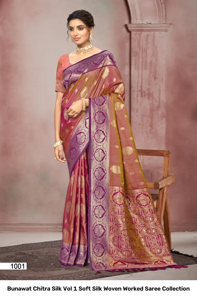 Bunawat Chitra Silk Vol 1 Soft Silk Woven Worked Saree Collection - Image 4
