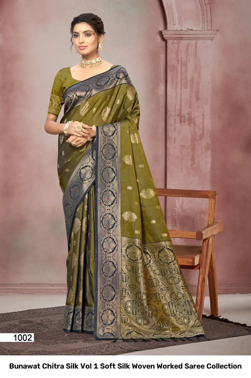 Bunawat Chitra Silk Vol 1 Soft Silk Woven Worked Saree Collection - Image 5