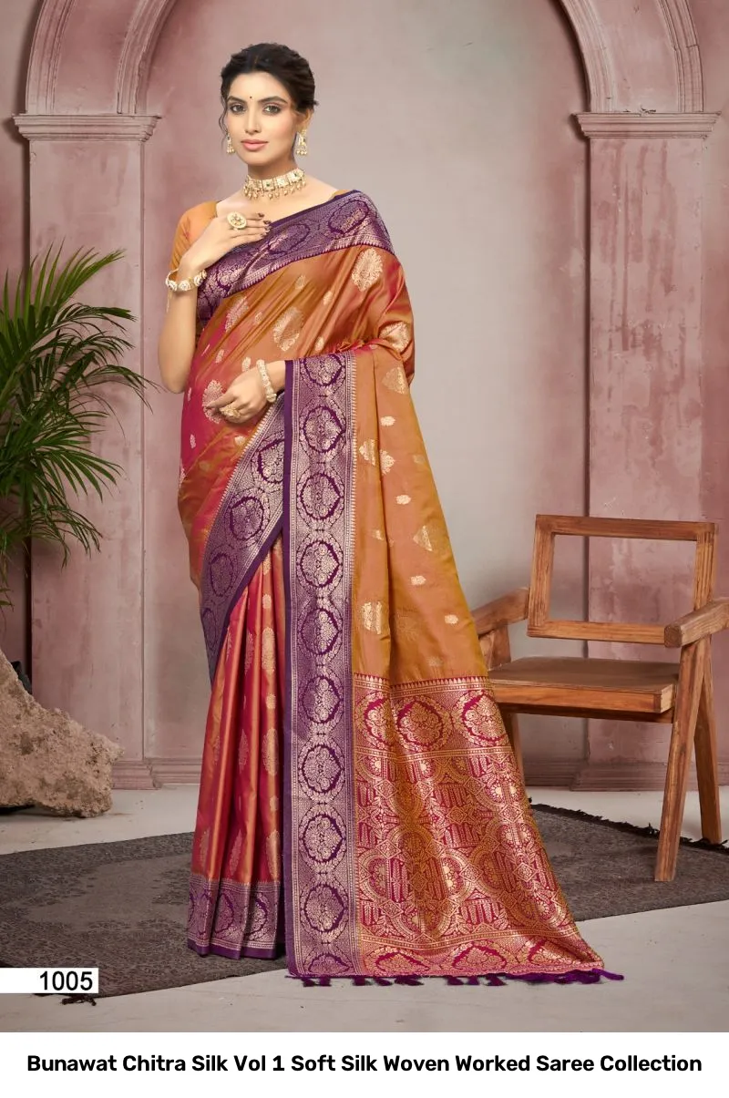 Bunawat Chitra Silk Vol 1 Soft Silk Woven Worked Saree Collection - Image 6