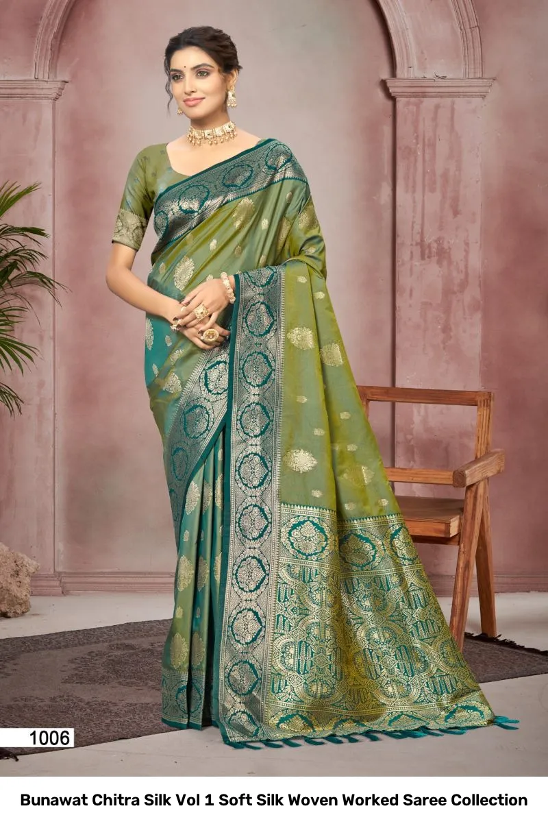 Bunawat Chitra Silk Vol 1 Soft Silk Woven Worked Saree Collection - Image 7