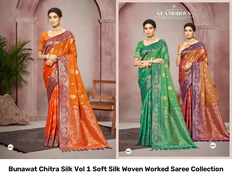 Bunawat Chitra Silk Vol 1 Soft Silk Woven Worked Saree Collection - Image 8