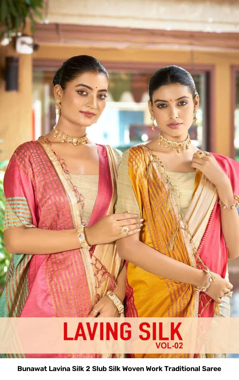Bunawat Lavina Silk 2 Slub Silk Woven Work Traditional Saree