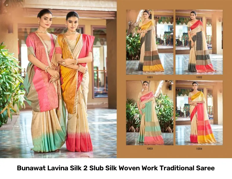 Bunawat Lavina Silk 2 Slub Silk Woven Work Traditional Saree - Image 2