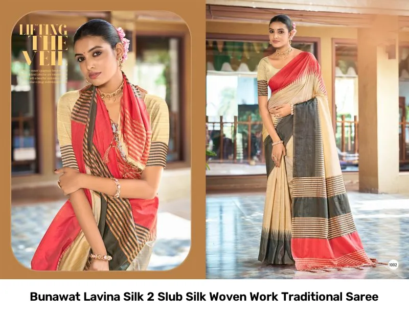 Bunawat Lavina Silk 2 Slub Silk Woven Work Traditional Saree - Image 3
