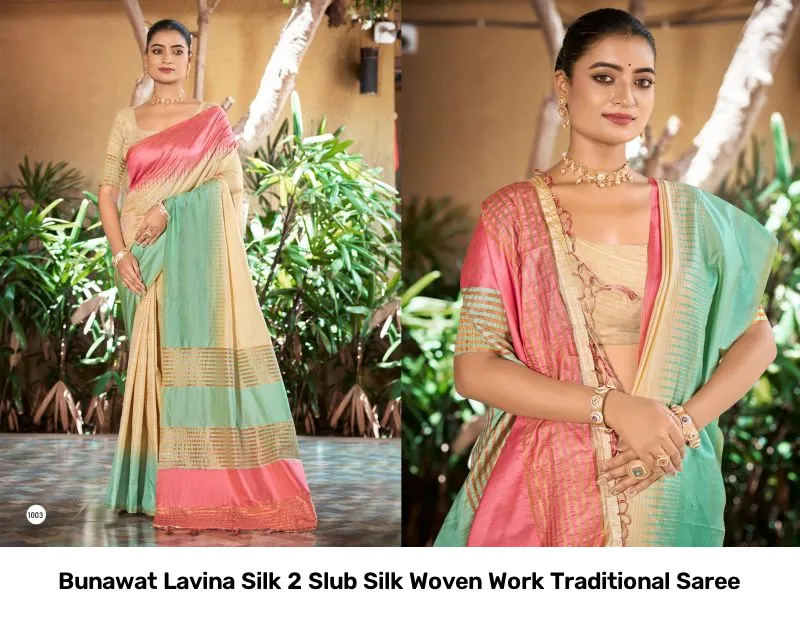 Bunawat Lavina Silk 2 Slub Silk Woven Work Traditional Saree - Image 5