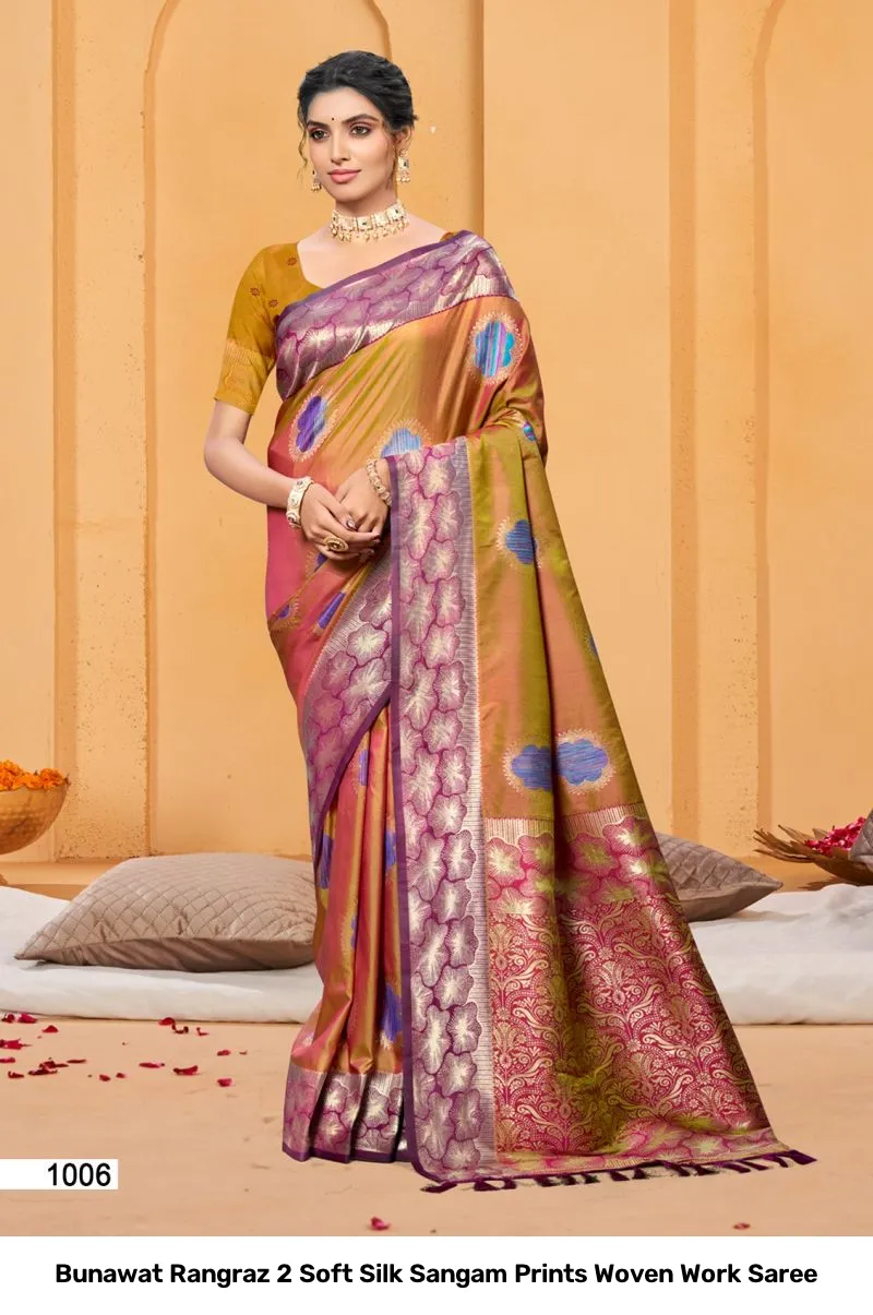 Bunawat Rangraz 2 Soft Silk Sangam Prints Woven Work Saree - Image 2